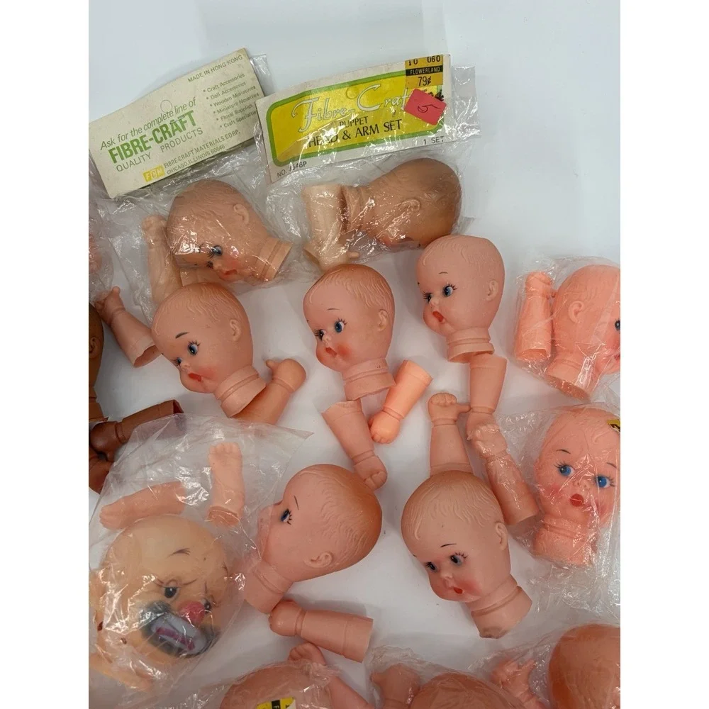 Vintage Baby Doll Heads Hands / Arms Lot of 25 New Old Stock